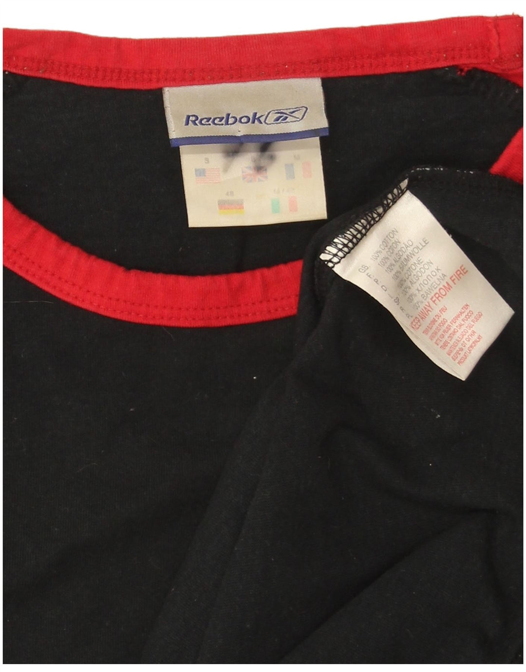 Reebok Camiseta para hombre Top Small Black Colourblock Cotton
