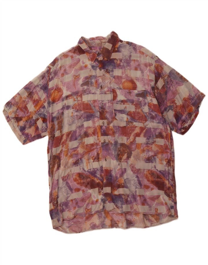 EQUIPE Camisa de manga corta con estampado abstracto para hombre, talla grande, multicolor