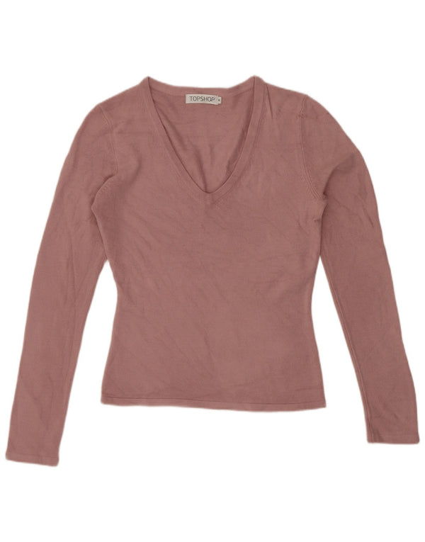Topshop Top de manga larga para mujer UK 8 Small Pink Acrylic