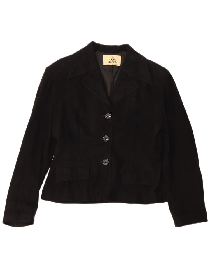 Chaqueta Blazer Vintage de 3 Botones para Mujer IT 48 XL Viscosa Negra
