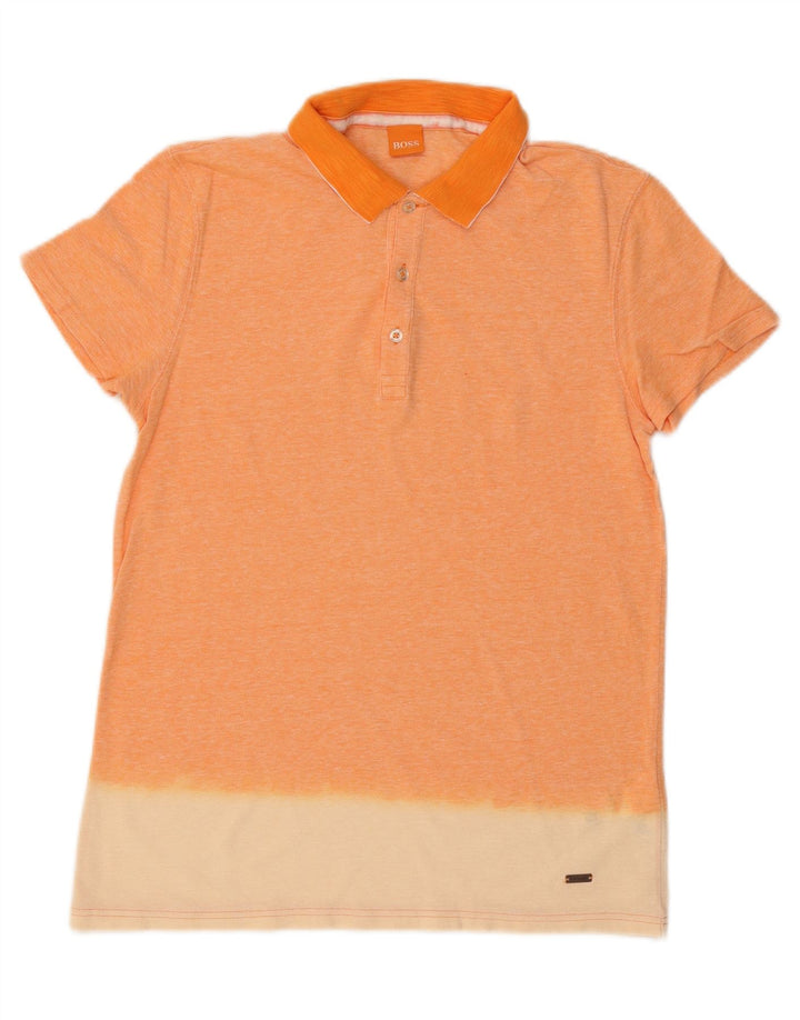 HUGO BOSS Polo de hombre de algodón color block en naranja medio