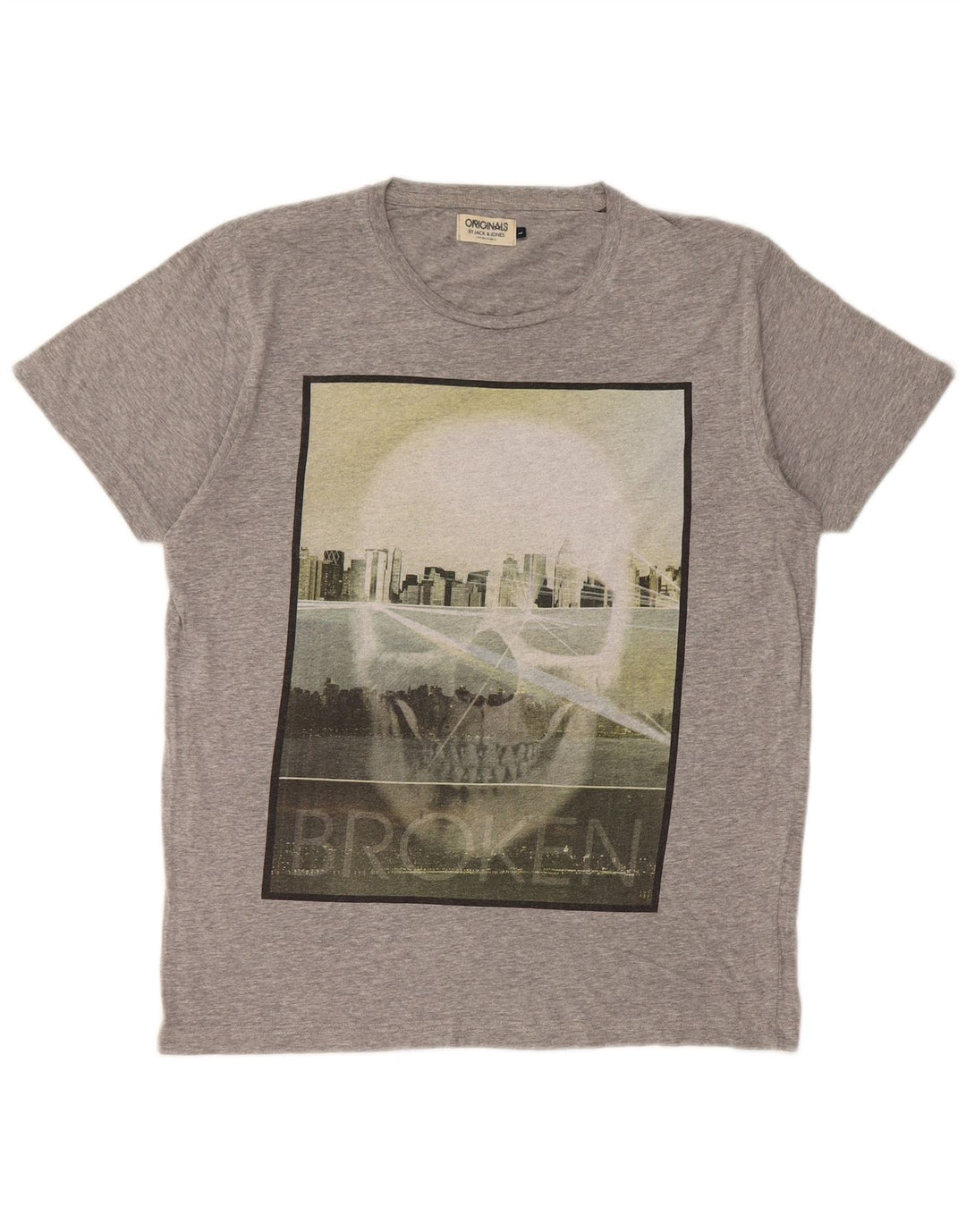 Jack & Jones - Camiseta gráfica para hombre, talla grande, gris