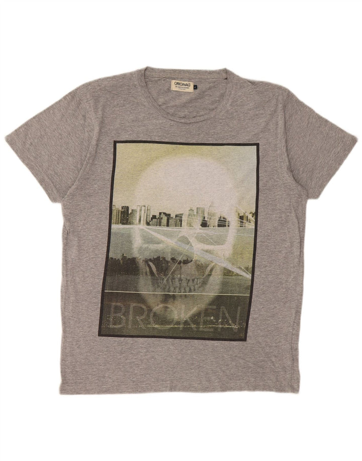 Jack & Jones - Camiseta gráfica para hombre, talla grande, gris