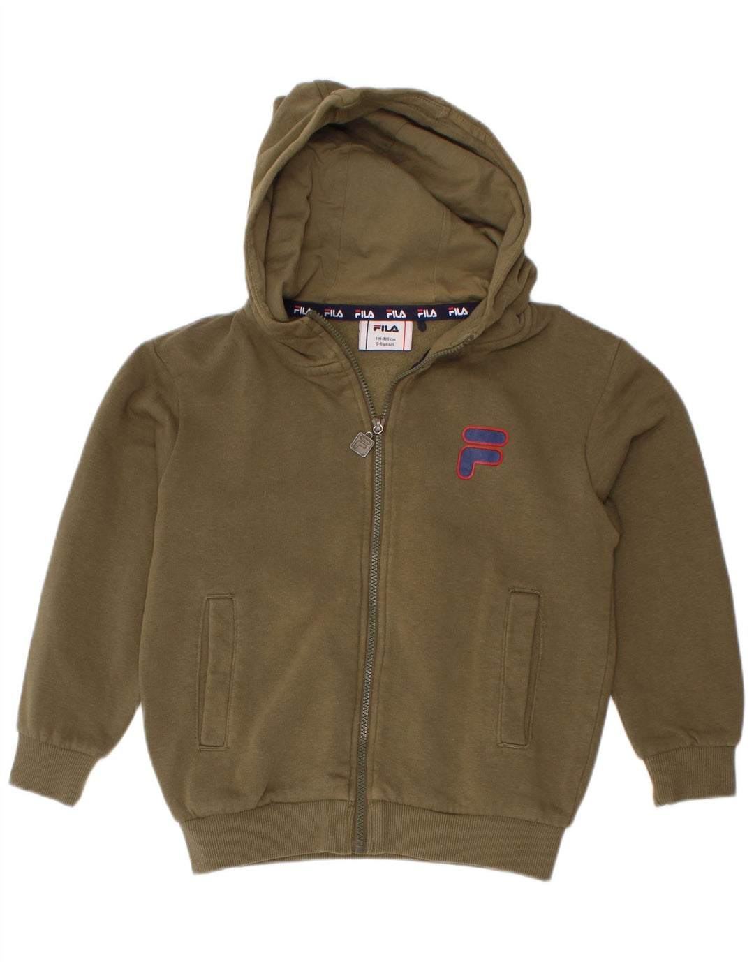 Fila Sudadera con capucha y cremallera para niño 5-6 años Caqui