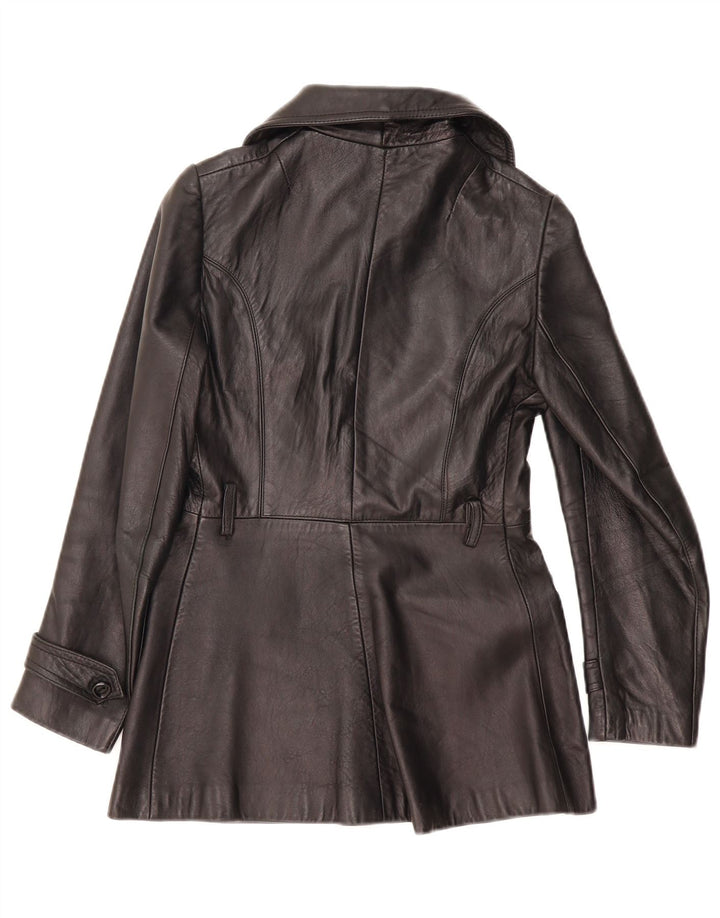 Vintage mujer chaqueta de cuero Reino Unido 8 pequeño negro