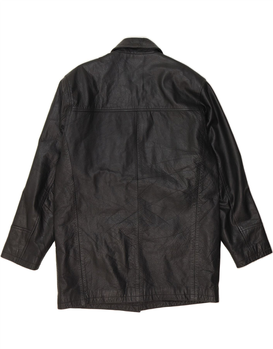 ST. BERNARD Mens Loose Fit Leather Jacket UK 38 Medium Black Leather Vintage St. Bernard and Second-Hand St. Bernard from Messina Hembry 