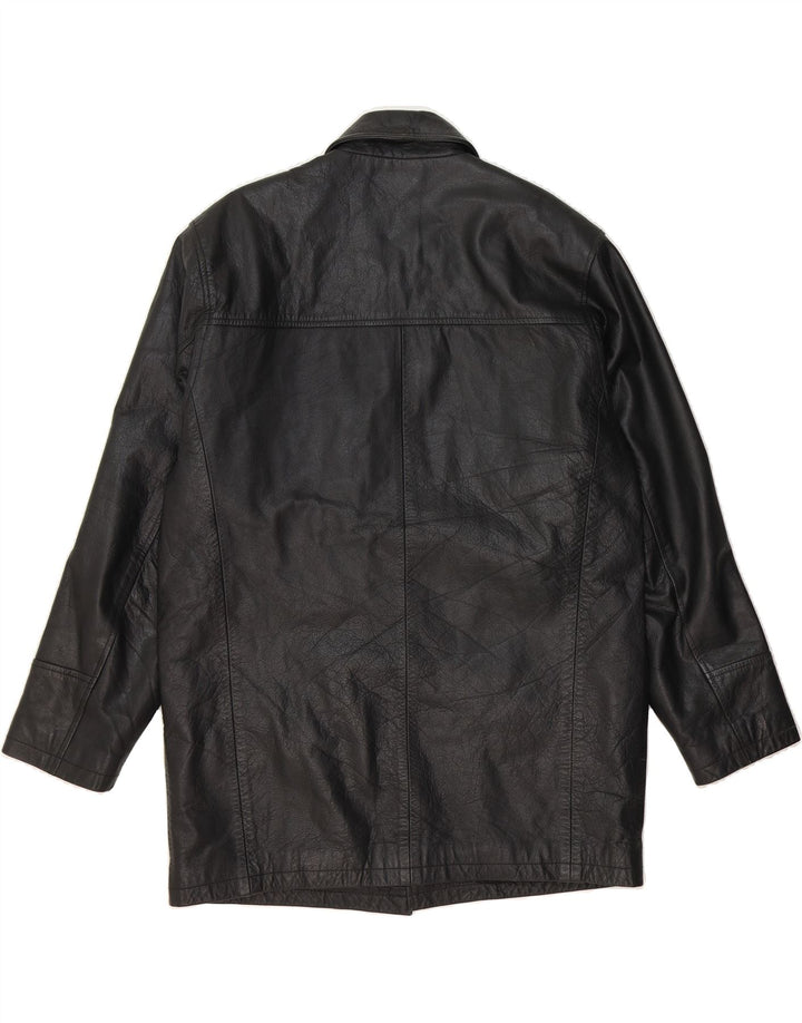 ST. BERNARD Mens Loose Fit Leather Jacket UK 38 Medium Black Leather Vintage St. Bernard and Second-Hand St. Bernard from Messina Hembry 