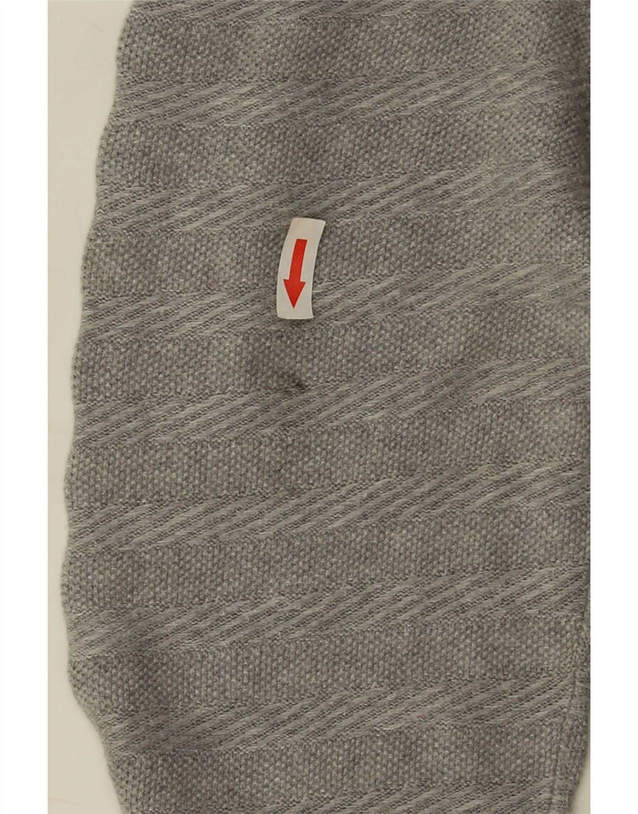 Massimo Dutti Jersey Hombre Cuello Botones XL Algodón Rayas Gris