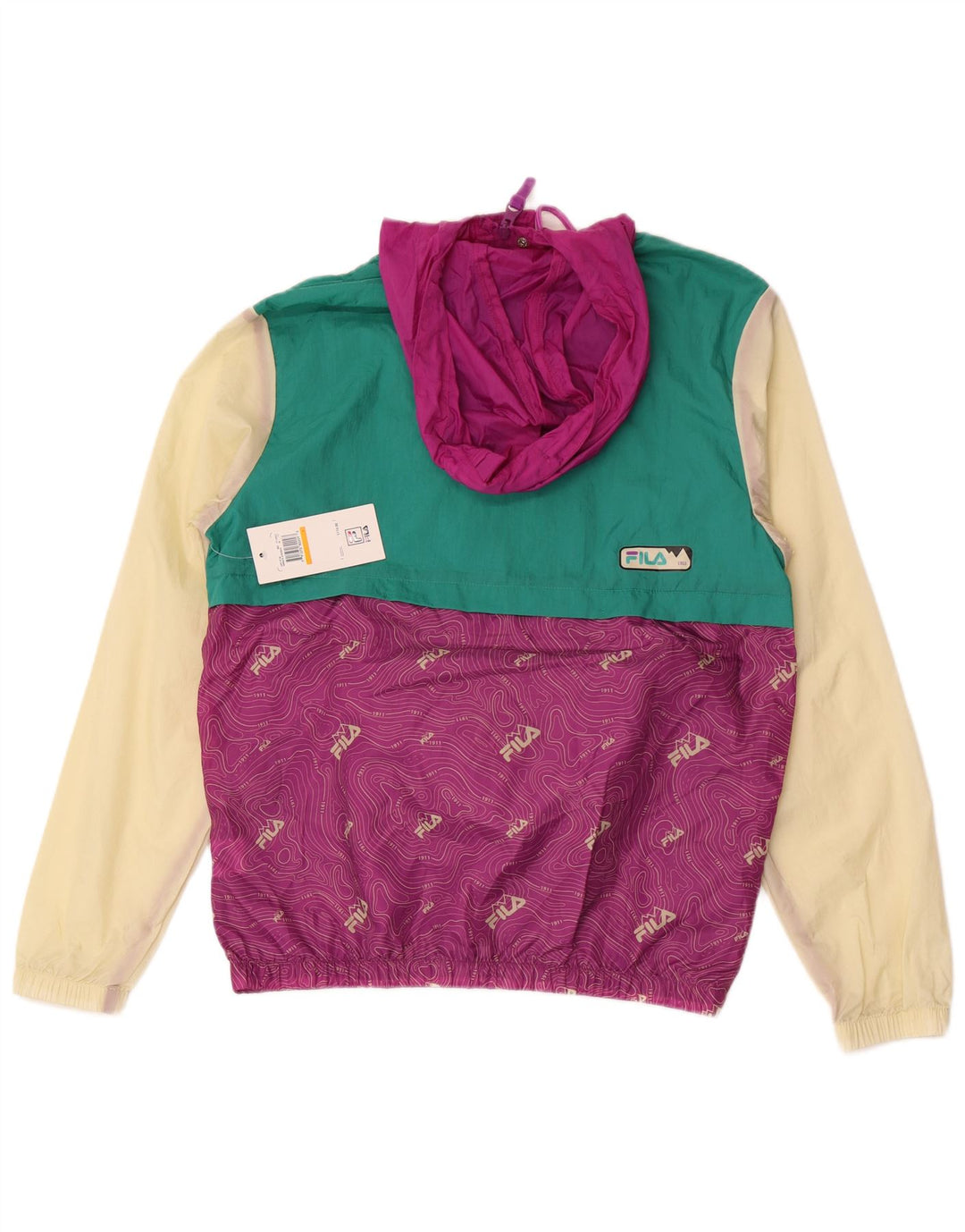 Fila Hombre Graphic Pullover Chándal Top Chaqueta Small Púrpura Colorblock
