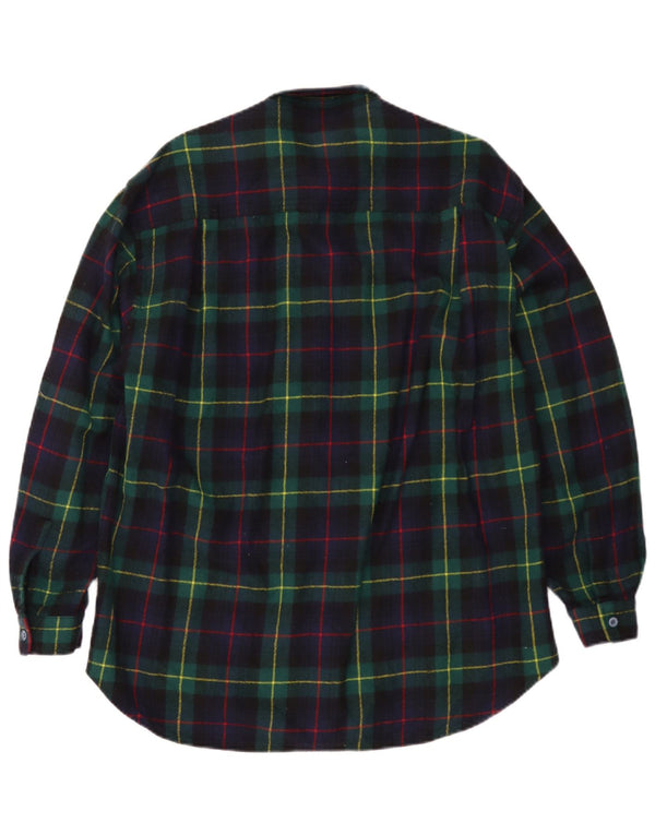 Camisa de franela vintage para hombre grande azul marino cheque