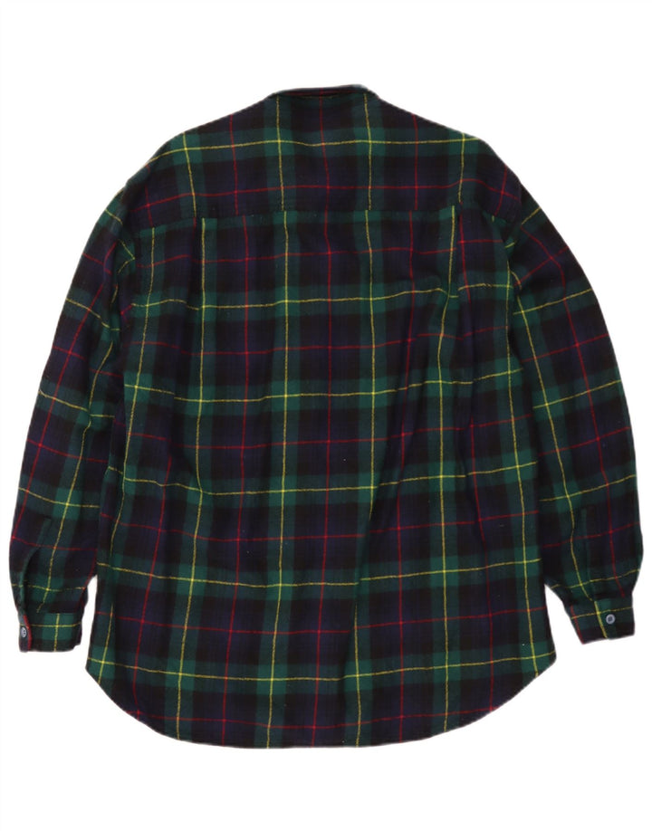 Camisa de franela vintage para hombre grande azul marino cheque