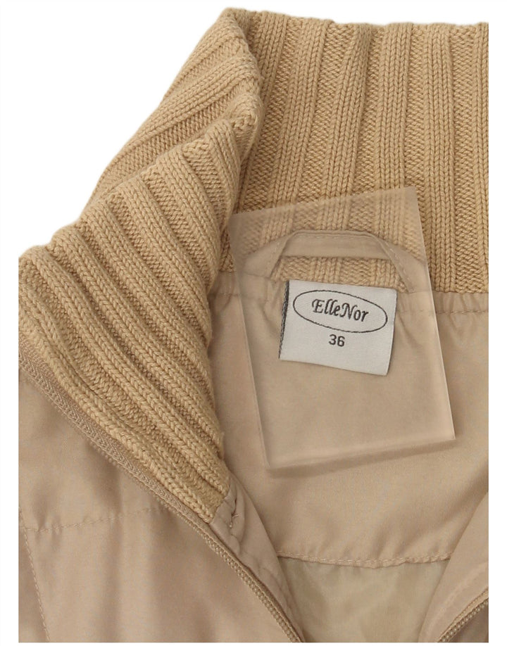 Vintage mujer bomber chaqueta EU 36 pequeño poliéster beige