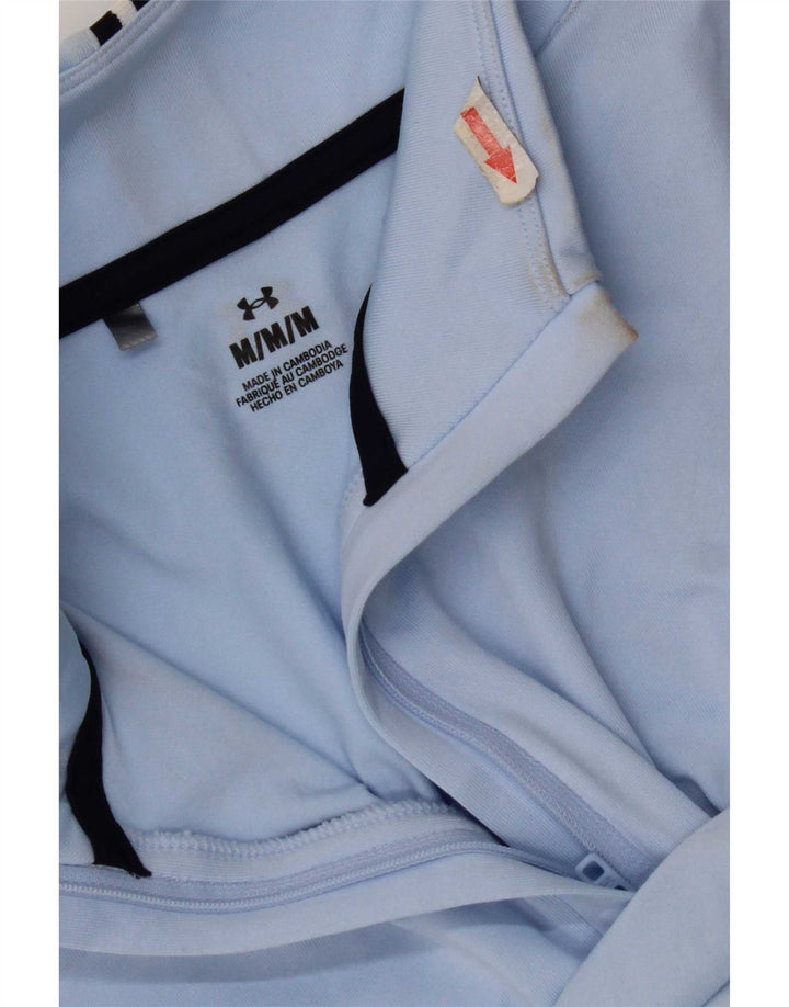 Under Armour Mujer Zip Neck Jersey Chándal Top UK 12 Azul Medio