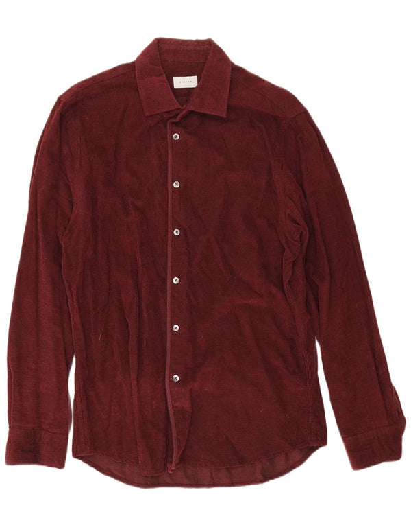Camisa de pana para hombre Jigsaw Algodón burdeos medio