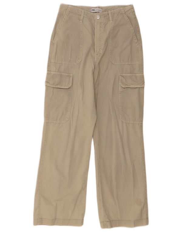 Zara Mujer Pantalones Cargo De Corte Suelto EU 36 XS W26 L28 Beige