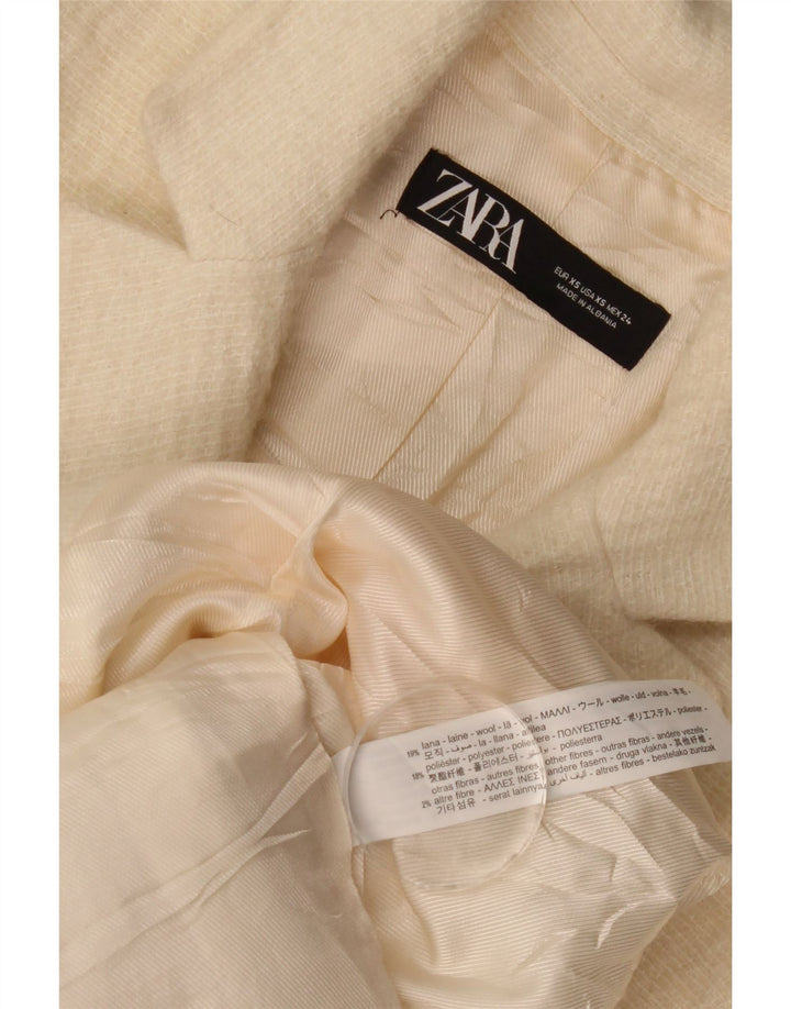 Zara Mujer Abrigo UK 6 XS Off White Lana