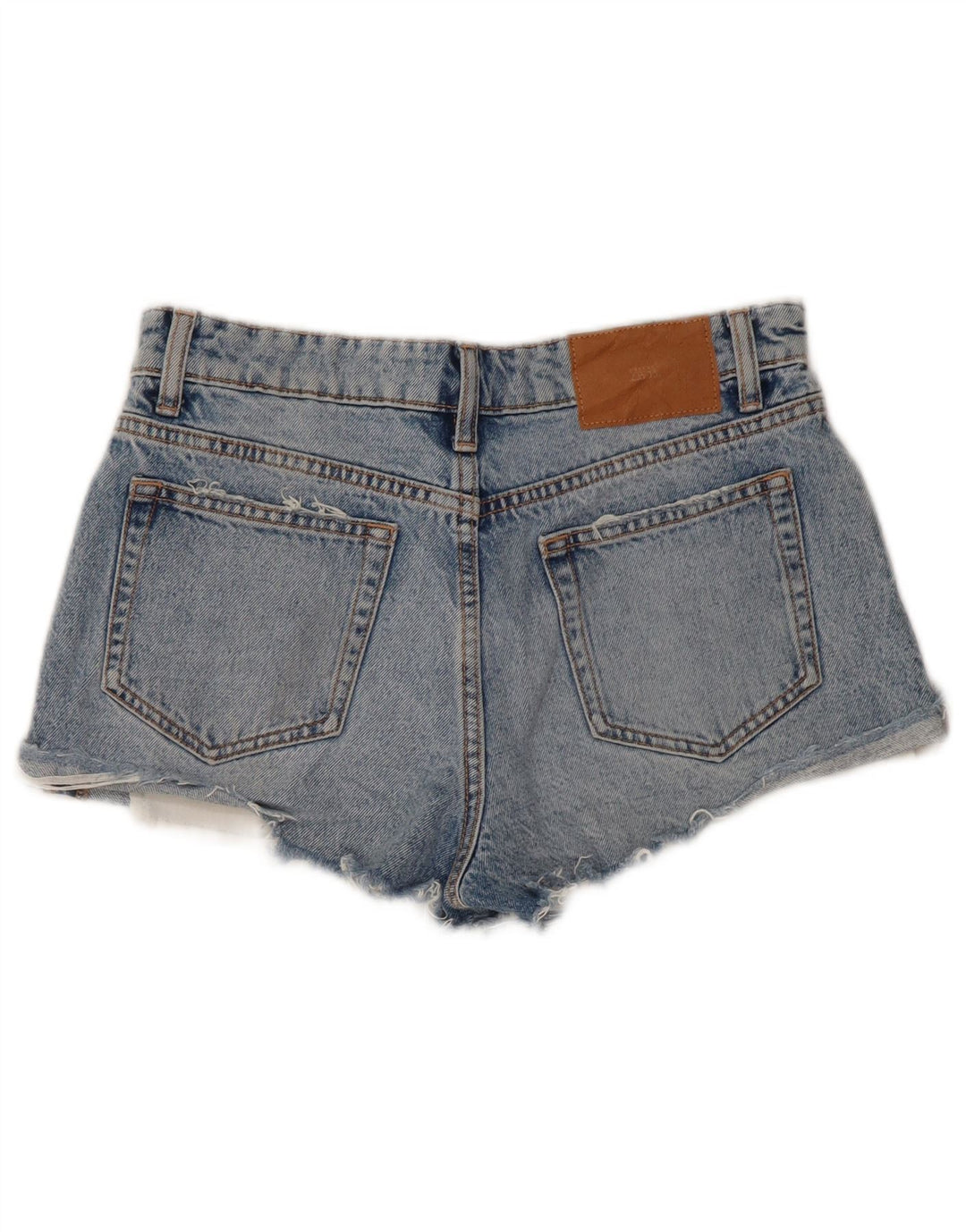 ZARA Mujer Shorts Vaqueros Desgastados EU 36 XS W26 Algodón Azul