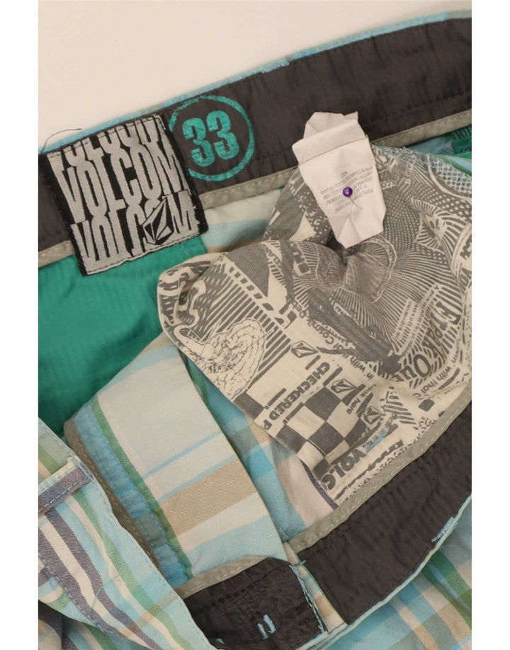 Pantalones cortos chinos Volcom W33 medianos de algodón a cuadros multicolor para hombre
