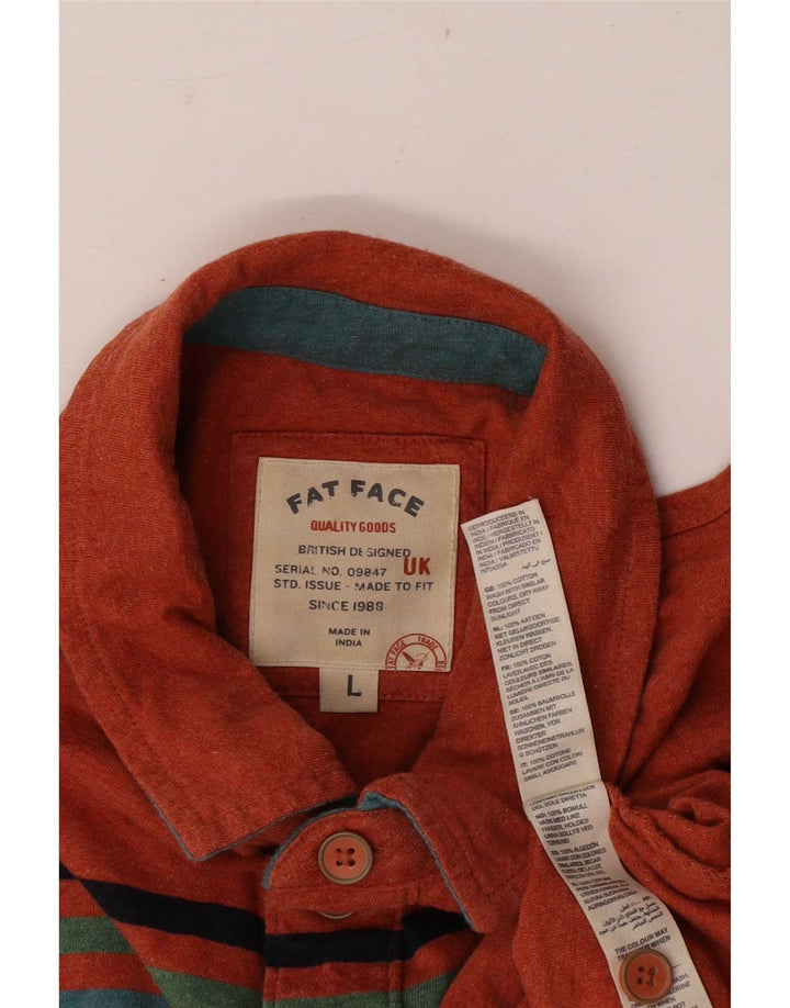 Polo de hombre Fat Face de algodón color block en naranja grande
