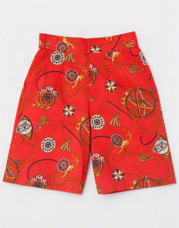Conte of Florence Pantalones cortos chinos con estampado abstracto para mujer IT 42 Medium W27 Red