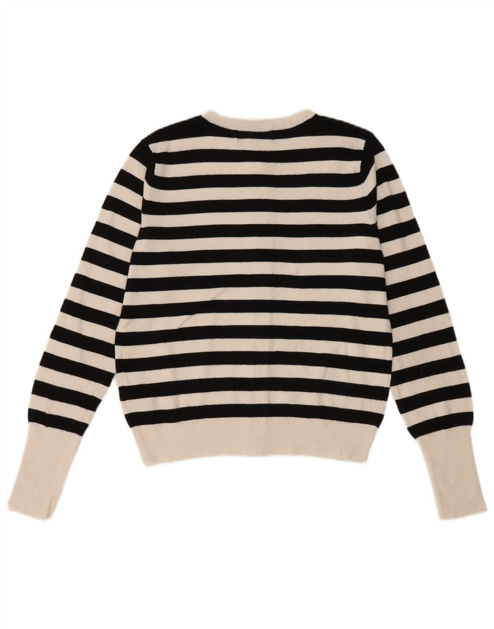Marks & Spencer Suéter tipo cárdigan para mujer UK 8 Small Viscosa a rayas negras