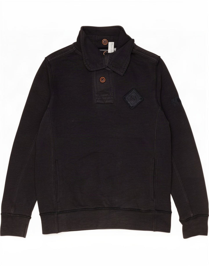 Sudadera con cuello y botones para hombre de Fat Face, jersey pequeño de algodón azul marino