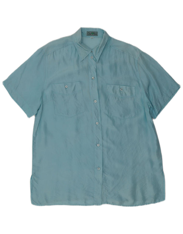 Camisa de manga corta para mujer De Ville EU 44 XL Seda azul