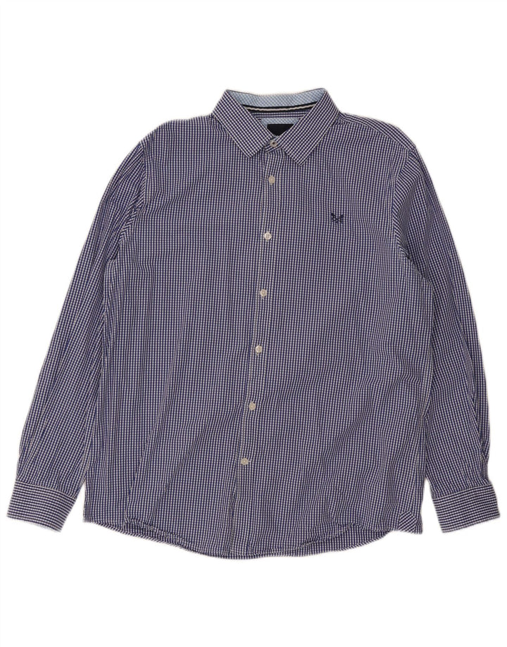 Crew Clothing Camisa de corte clásico para hombre Algodón a cuadros azul grande