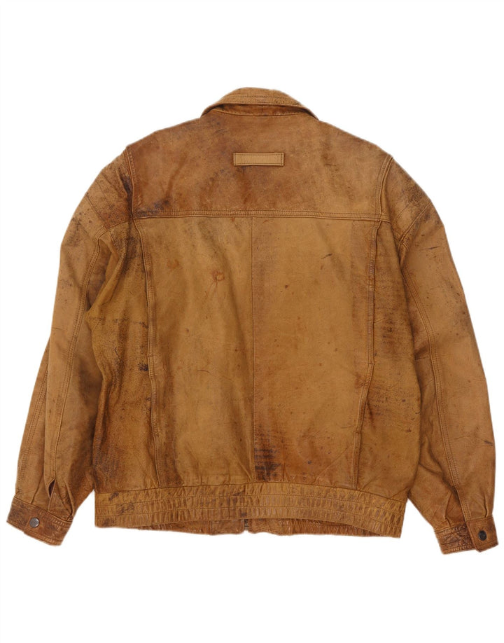 Vintage hombres chaqueta de cuero Reino Unido 40 grande beige