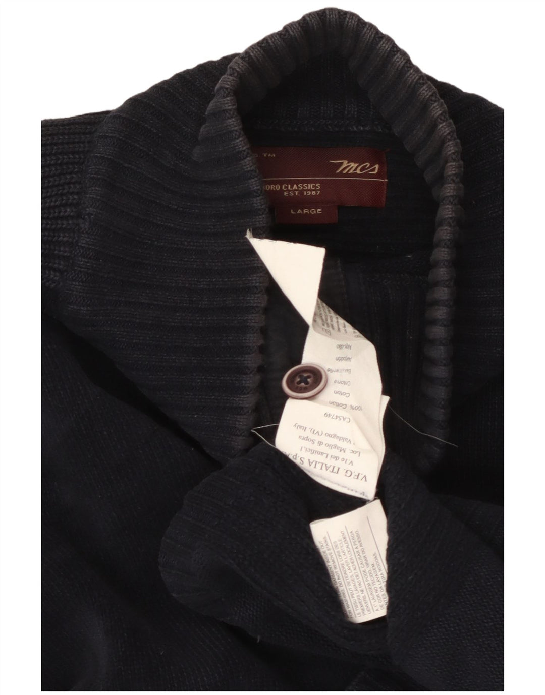 MARLBORO CLASSICS Jersey con cuello y botones para hombre, talla grande, algodón azul marino