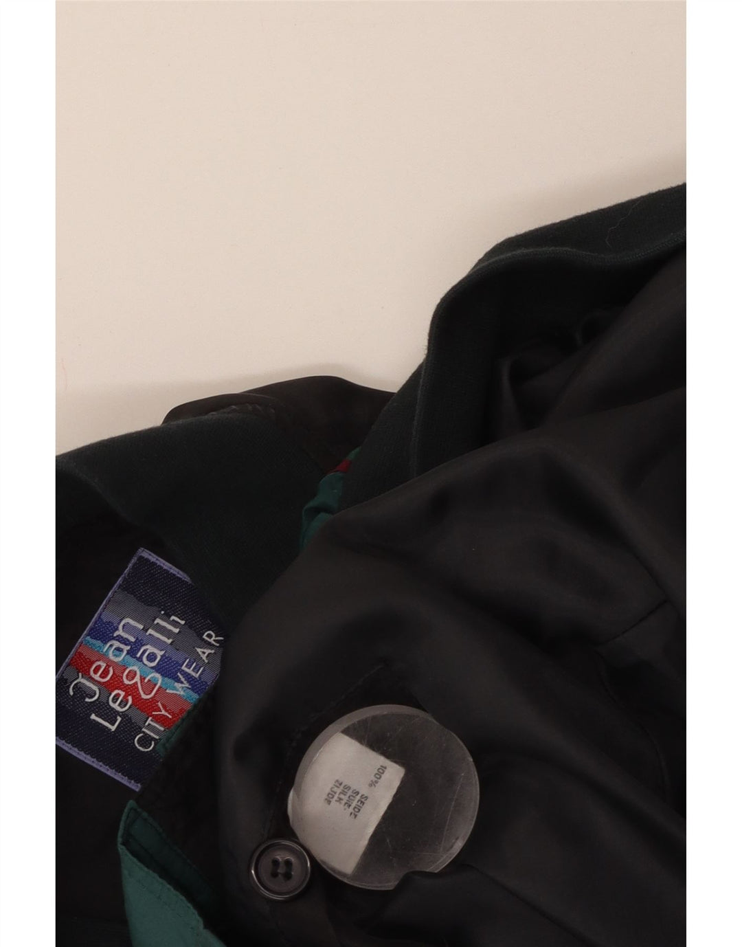 JEAN LEGALLI Cazadora bomber para hombre ES 42 XL Seda verde color block