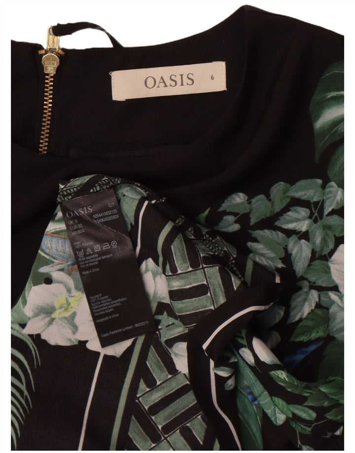 Oasis Blusa para mujer Top UK 6 XS Poliéster floral negro
