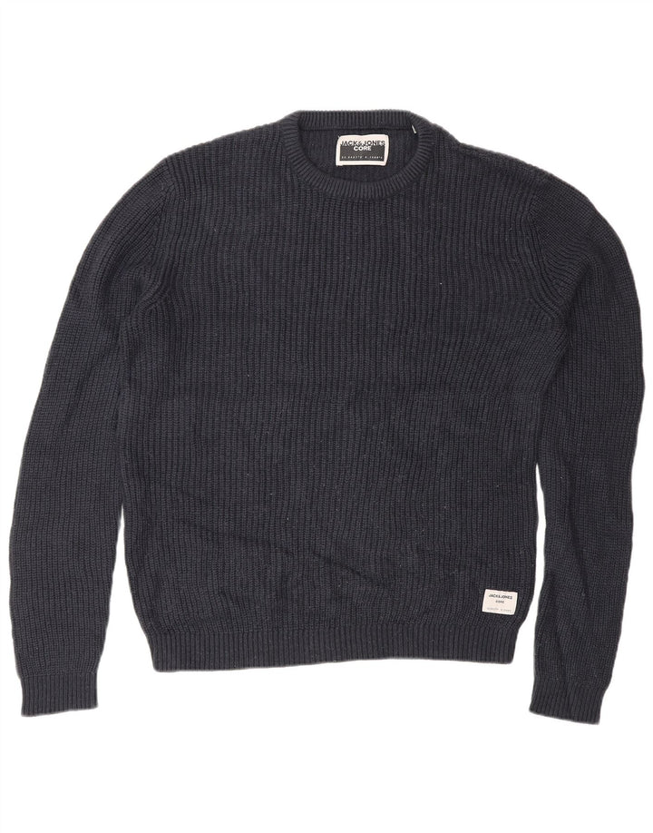 Jack & Jones Mens Crew Neck Jumper Sweater Medio Azul Marino Acrílico