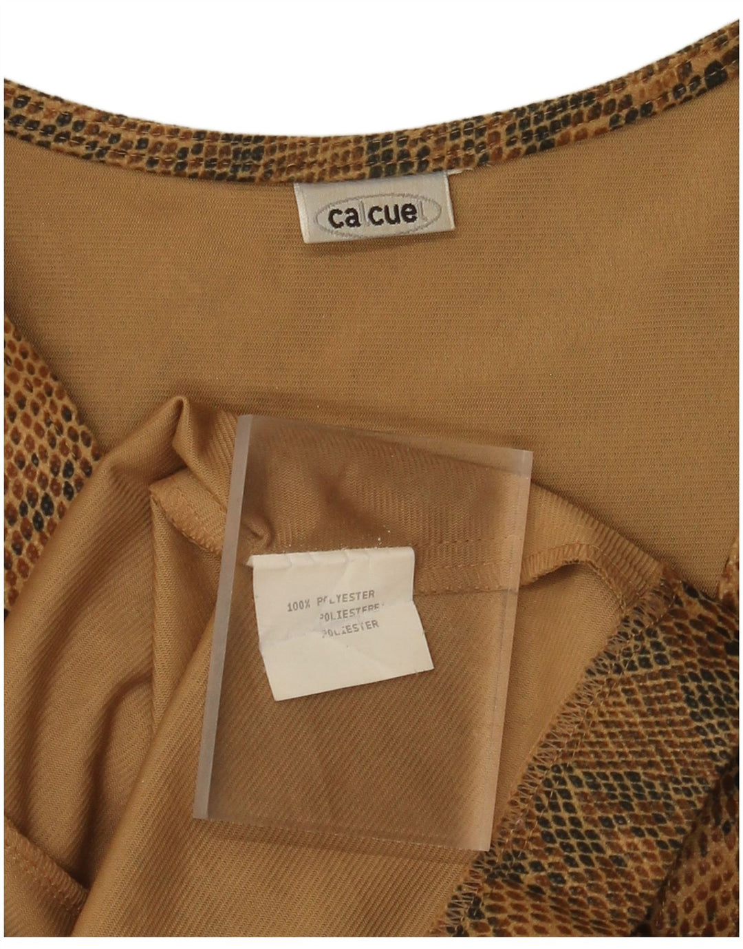 VINTAGE Mujer Gilet UK 18 XL Marrón Animal Print Poliéster