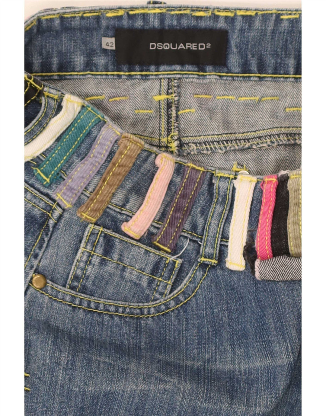Minifalda vaquera Dsquared2 para mujer IT 42 Medium W30 Algodón color block azul