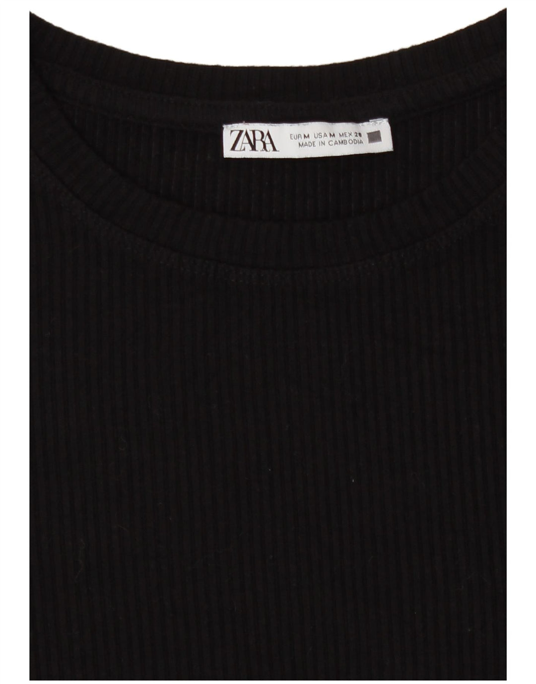 Zara Mujer Camiseta Top Reino Unido 12 Mediano Negro