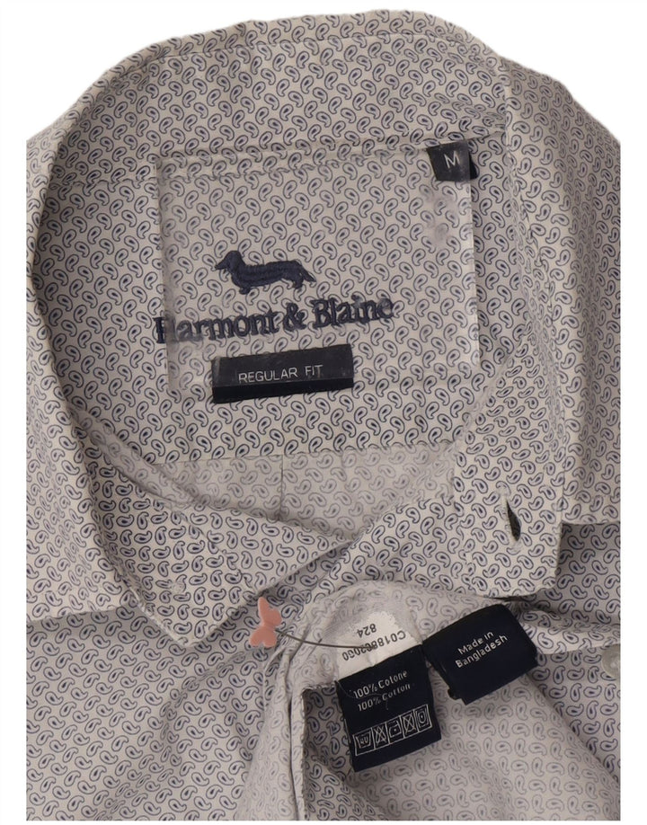 HARMONT & BLAINE Camisa de corte regular para hombre Algodón paisley blanco mediano