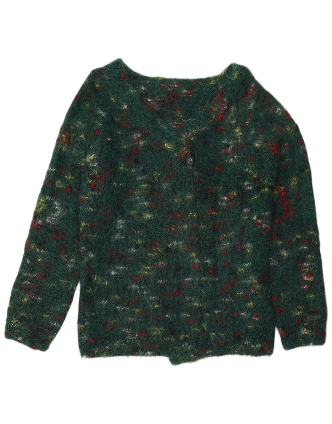Vintage mujer jumper suéter Reino Unido 14 medio verde moteado