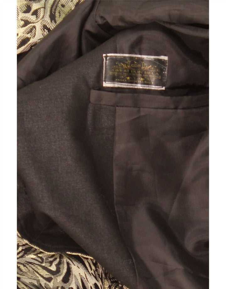 Vintage hombres 1 botón Blazer chaqueta Reino Unido 38 oro medio Paisley