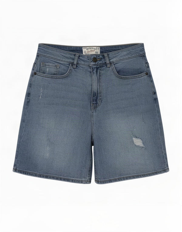 Fat Face Darley - Pantalones cortos vaqueros de cintura alta para mujer, talla 40, talla S, W28, color azul