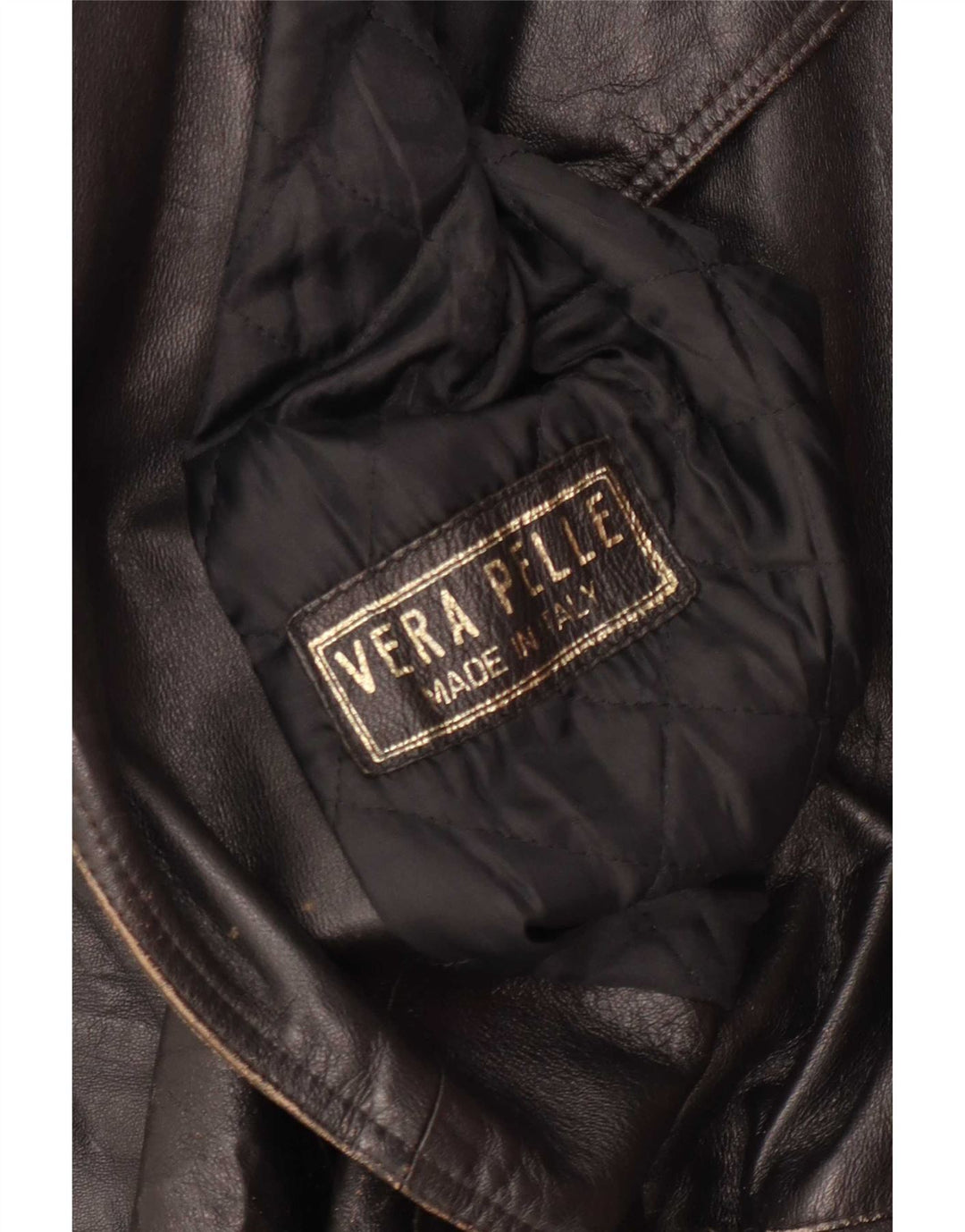 Chaqueta de cuero vintage para mujer manga 3/4 IT 42 Marrón medio