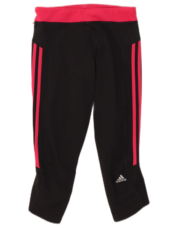 Adidas Womens Capri Leggings UK 12 Medium Black Colourblock Polyester
