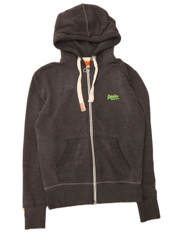 Superdry Sudadera con capucha y cremallera para hombre, talla pequeña, algodón gris