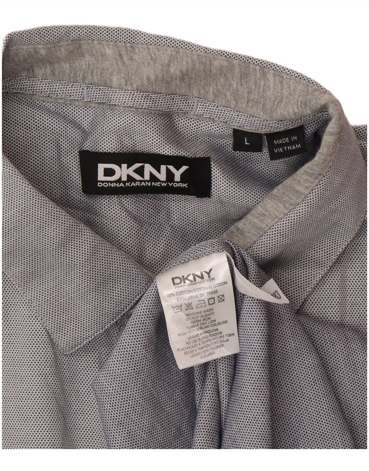 Camisa Dkny Hombre Grande Gris Algodón