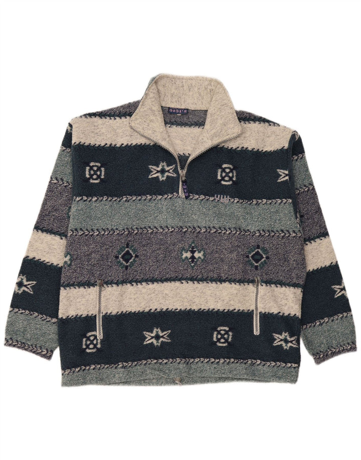 Gigi's Suéter tipo jersey para hombre con cremallera y cuello 2XL Multicolor Fair Isle