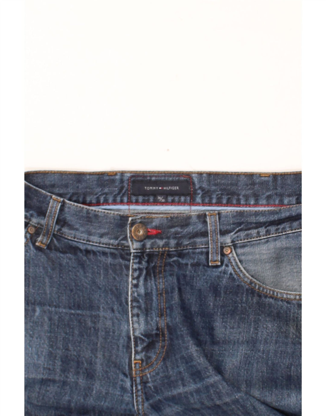 TOMMY HILFIGER Mens Straight Jeans W36 L20 Blue Cotton Vintage Tommy Hilfiger and Second-Hand Tommy Hilfiger from Messina Hembry 