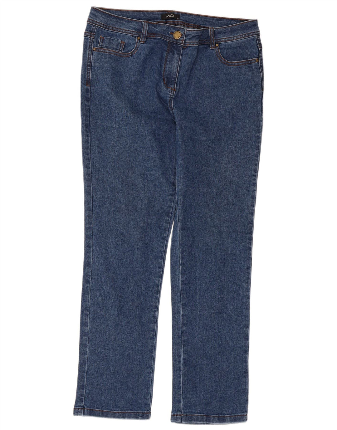 M&Co Vaqueros ajustados para mujer UK 12 Medium W34 L28 Algodón azul