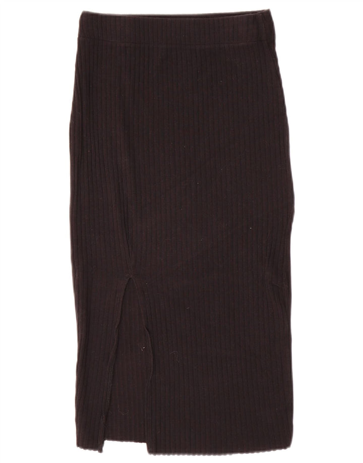 Zara Mujer Falda Midi De Punto Pequeña W26 Negro