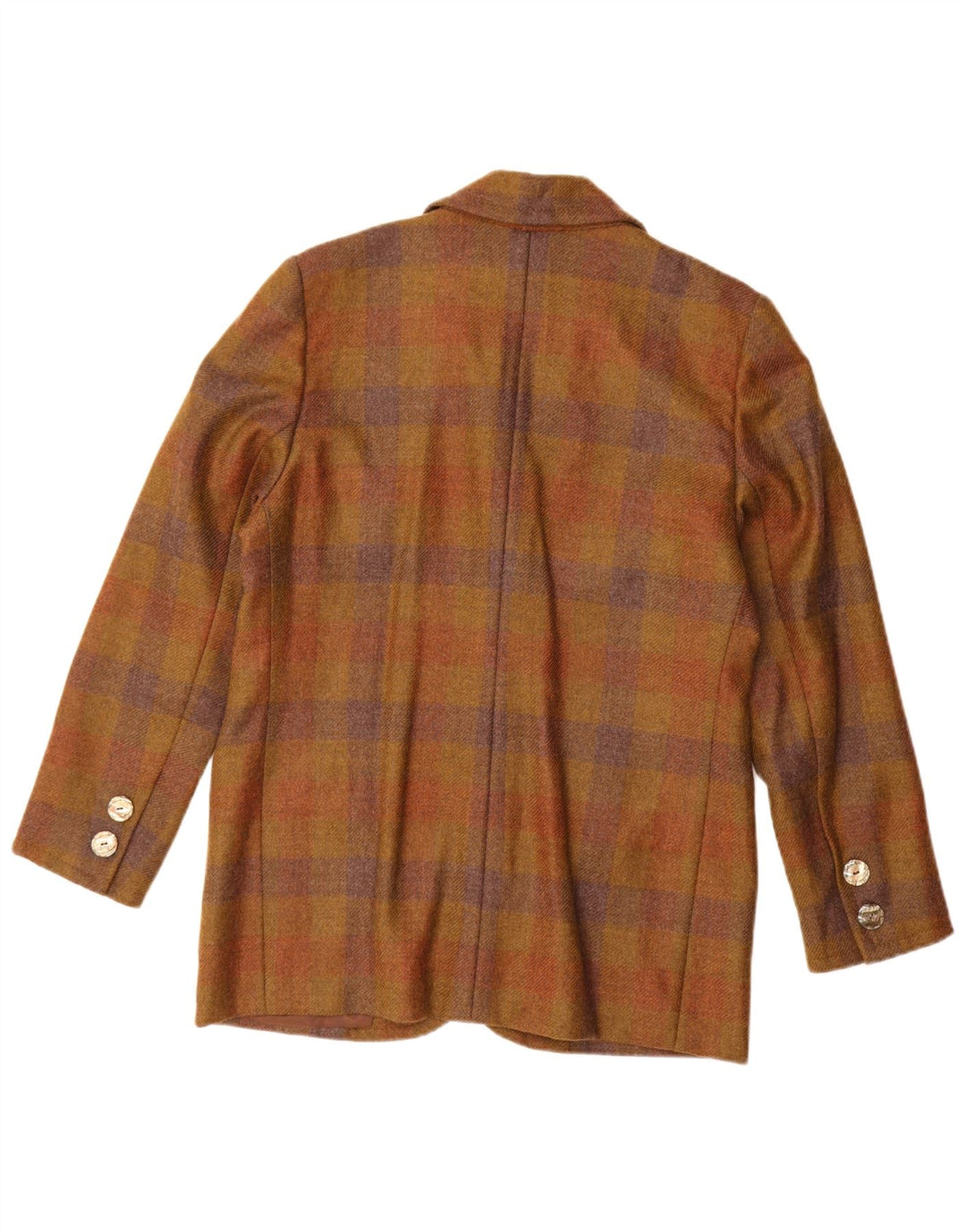Vintage mujer 3 botones Blazer chaqueta Reino Unido 14 cheque beige medio