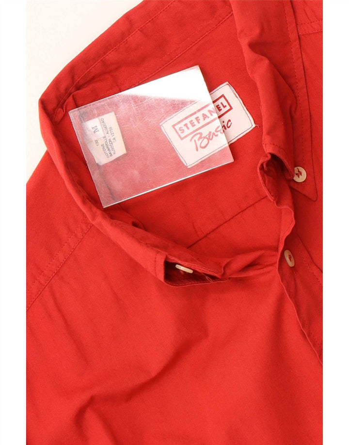 Stefanel Camisa Manga Corta Hombre Algodón Rojo Medio